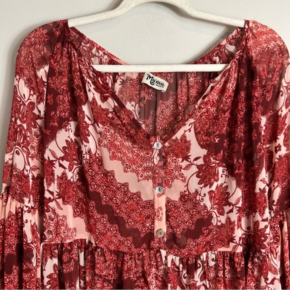 Show Me Your Mumu Peasant Style Semi-Sheer Dress-Balloon Sleeves-Medium - Picture 3 of 10